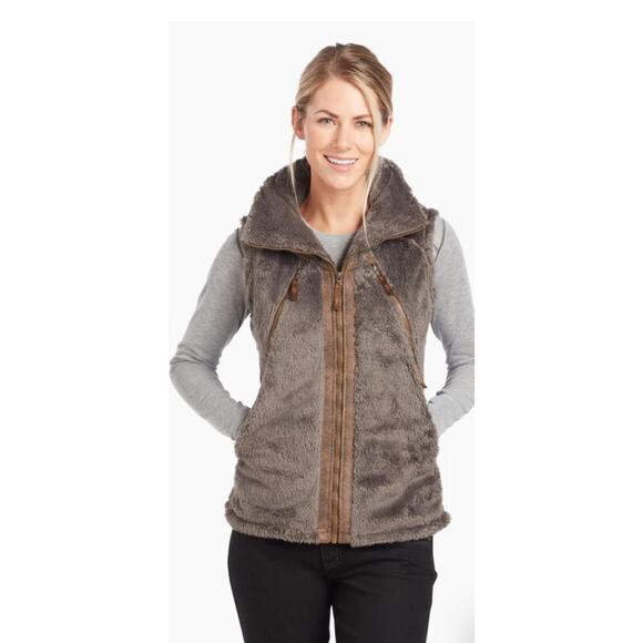 Kuhl Flight Vest Womens Medium Full Zip Faux Fur Sherpa Fleece Outdoor - Picture 1 of 9